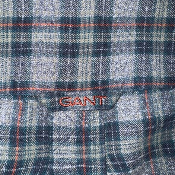 Gant Mens Cambridge Plaid Flannel Button Down Shirt Green Gray Long Sleeve‎ Sz M - Picture 7 of 7
